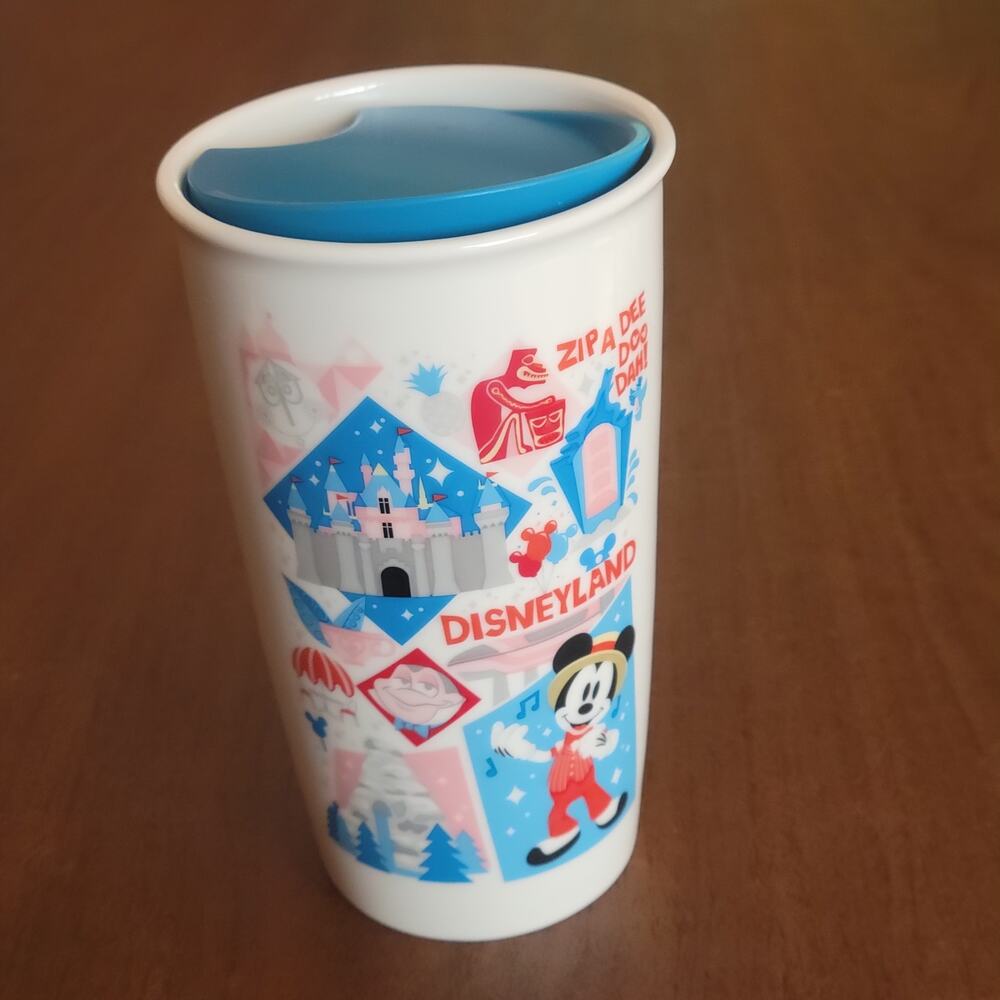 Starbucks Disneyland Zip A Dee Doo Dah! Ceramic Travel Tumbler w/Lid 12oz New